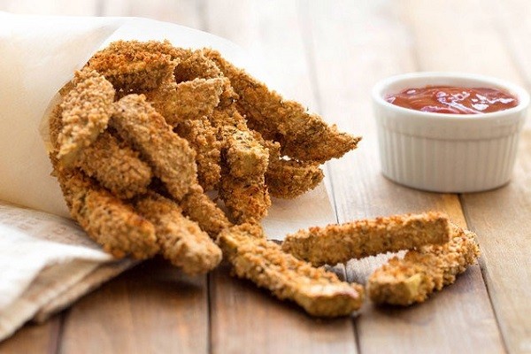 Crispy Chicken Fingers with Apple Fries